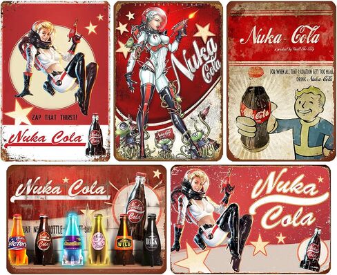 Nuka Cola Metal Sign, Bar Poster Vintage Tin Signs Man Cave Accessories Garage Backyard Wall Decor Art 12 x 8 Inch in Saudi Arabia