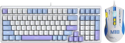Mechanical Gaming Keyboard Mouse Combo Set Wired Keyboard | 100 Keys Ice-Blue Backlit Wired Keyboard and Mouse Combo | Brown Switch Keyboard | 8 Button Programmable 6DPI Adjustable Gaming Mouse in Saudi Arabia