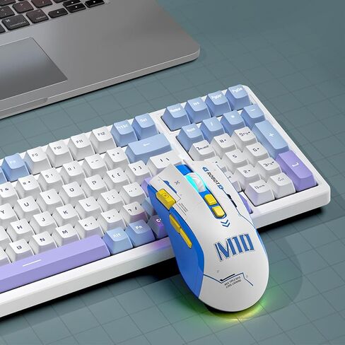 Mechanical Gaming Keyboard Mouse Combo Set Wired Keyboard | 100 Keys Ice-Blue Backlit Wired Keyboard and Mouse Combo | Brown Switch Keyboard | 8 Button Programmable 6DPI Adjustable Gaming Mouse in Saudi Arabia