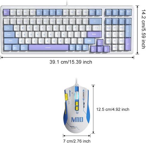 Mechanical Gaming Keyboard Mouse Combo Set Wired Keyboard | 100 Keys Ice-Blue Backlit Wired Keyboard and Mouse Combo | Brown Switch Keyboard | 8 Button Programmable 6DPI Adjustable Gaming Mouse in Saudi Arabia