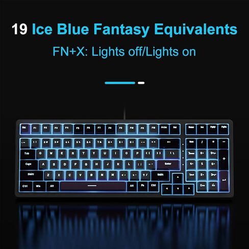 Mechanical Gaming Keyboard Mouse Combo Set Wired Keyboard | 100 Keys Ice-Blue Backlit Wired Keyboard and Mouse Combo | Brown Switch Keyboard | 8 Button Programmable 6DPI Adjustable Gaming Mouse in Saudi Arabia
