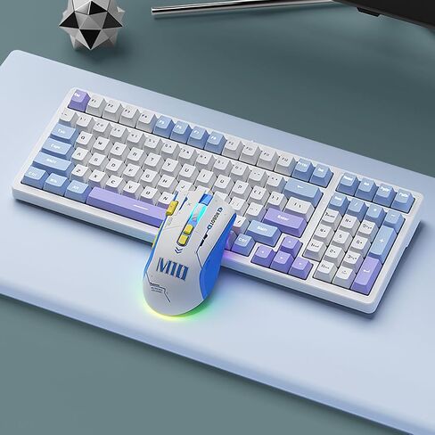 Mechanical Gaming Keyboard Mouse Combo Set Wired Keyboard | 100 Keys Ice-Blue Backlit Wired Keyboard and Mouse Combo | Brown Switch Keyboard | 8 Button Programmable 6DPI Adjustable Gaming Mouse in Saudi Arabia