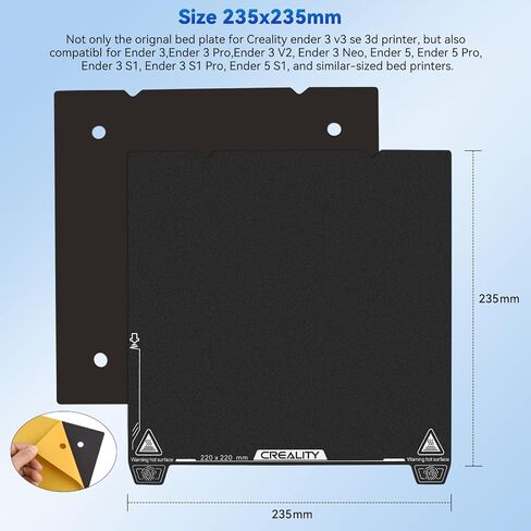 Creality Ender 3 V3 SE Build Plate, Flexible Spring Steel Bed Sheet Textured Build Surface Magnetic Base Compatible for Ender 3/Pro/V2/5/5 Pro/5 S1 235x235mm in Saudi Arabia