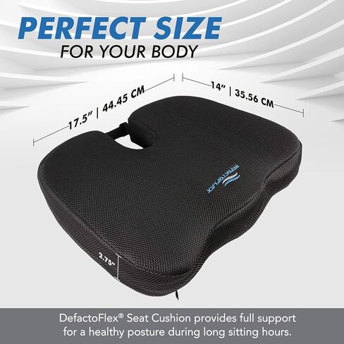 Seat Cushion for Office Chair with Adjustable Strap - High Density Memory Foam - Comfortable Coccyx, Tailbone and Sciatica Pillow for Office Chair, Wheelchair, Car Seats in Saudi Arabia