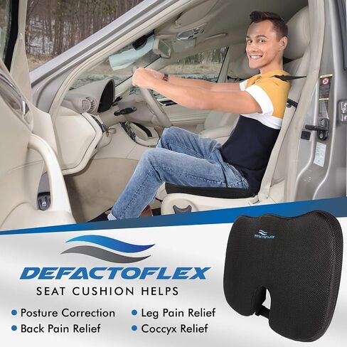 Seat Cushion for Office Chair with Adjustable Strap - High Density Memory Foam - Comfortable Coccyx, Tailbone and Sciatica Pillow for Office Chair, Wheelchair, Car Seats in Saudi Arabia