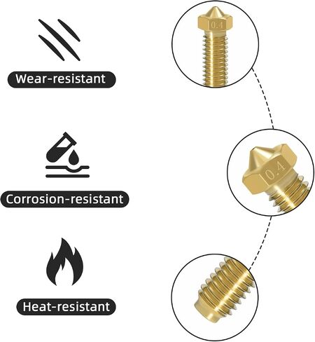 BIQU 10 PCS Nozzles Kit 0.4mm for Creality K1, K1 Max, Ender 3 V3 KE, CR-10 SE, CR-M4 3D Printers, High Speed Brass Nozzles Kit, for 1.75mm Filament in Saudi Arabia