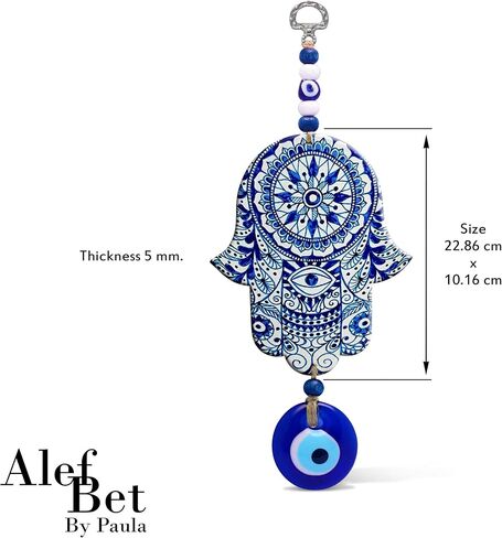 Floral Blue Hamsa Wall Art Home Blessing with Evil Eye Amulet in Saudi Arabia