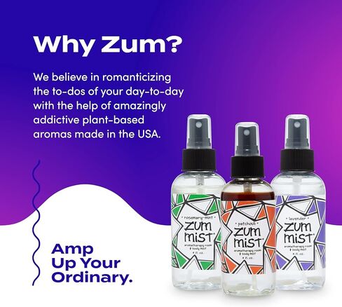 Zum Indigo Wild Mist Room & Body Spray - Aromatherapy Essential Oil Spray - Natural Body Mist & Room Spray - Rosemary-Mint, Patchouli & Lavender Scents - 4 fl oz (3 Pack) in Kuwait