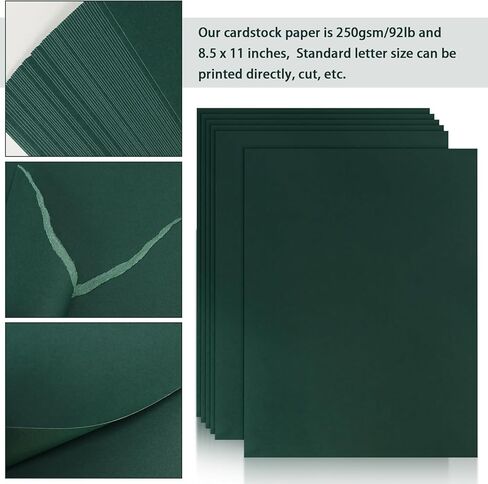 24 Pack Green Cardstock 8.5 x 11 inches Green Construction Paper, Thick Paper Cover Card Stock for DIY Crafts Supplies (Dark Green) in Kuwait