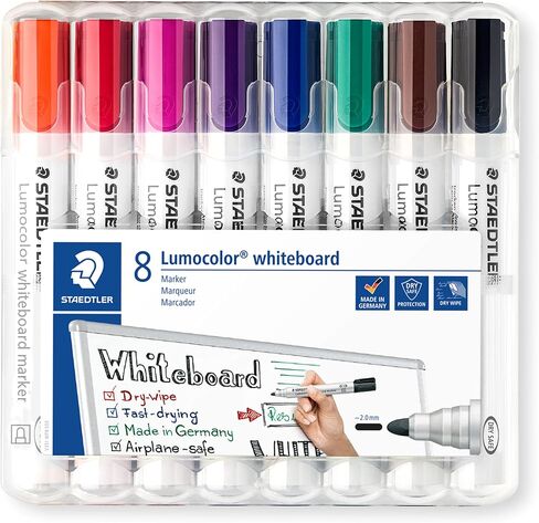 قلم تحديد السبورة البيضاء STAEDTLER 351 WP8 Lumocolor - ألوان متنوعة (عبوة من 8 قطع) in Saudi Arabia