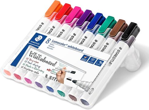 قلم تحديد السبورة البيضاء STAEDTLER 351 WP8 Lumocolor - ألوان متنوعة (عبوة من 8 قطع) in Saudi Arabia