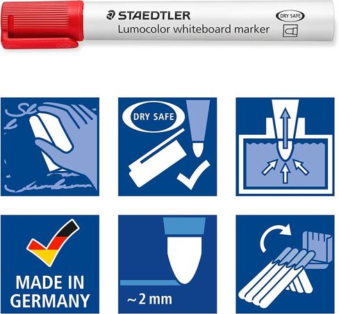 قلم تحديد السبورة البيضاء STAEDTLER 351 WP8 Lumocolor - ألوان متنوعة (عبوة من 8 قطع) in Saudi Arabia