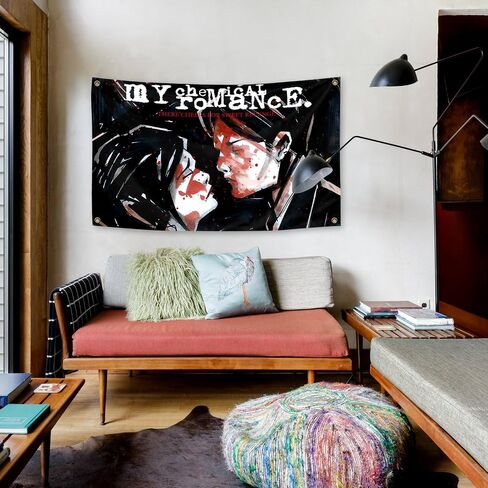Generic Rock Chemical Band Romance Music Album Cover Tapestry 3X5 Feet Bedroom Living Room University Dormitory Party Decoration Etc Indoor and Outdoor Tapestry, black in Saudi Arabia