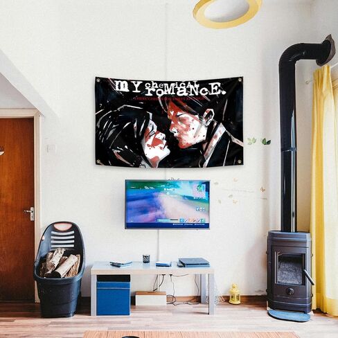 Generic Rock Chemical Band Romance Music Album Cover Tapestry 3X5 Feet Bedroom Living Room University Dormitory Party Decoration Etc Indoor and Outdoor Tapestry, black in Saudi Arabia