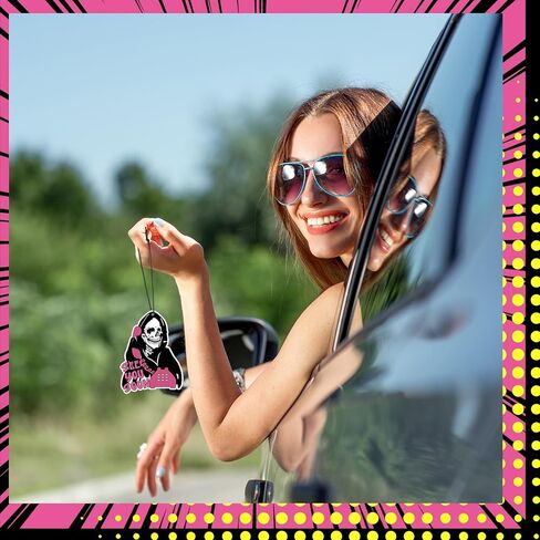 24 Pcs Horror Pink Ghost Air Fresheners for Car Car Interior Accessories Incense Chips Funny Car Rearview Mirror Pendant Hanging Ornament Vent Decoration for Girls Women Teen Gift in Kuwait