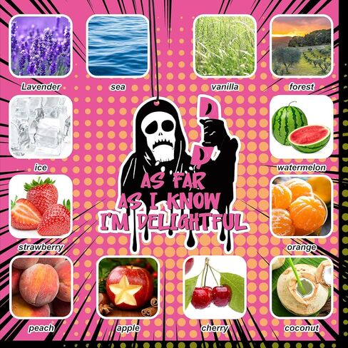 24 Pcs Horror Pink Ghost Air Fresheners for Car Car Interior Accessories Incense Chips Funny Car Rearview Mirror Pendant Hanging Ornament Vent Decoration for Girls Women Teen Gift in Kuwait