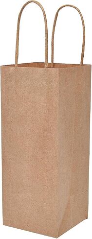 أكياس هدايا النبيذ من HEYULIGO Kraft بمقابض مقاس 10.16 سم × 10.16 سم × 9.85 سم، 50 قطعة لزجاجات مشروبات الويسكي والمشروبات لحقائب التسوق لحفلات الهدايا، وأكياس ورقية قابلة لإعادة التدوير مع مقابض لأي مناسبة (أبيض) in Saudi Arabia