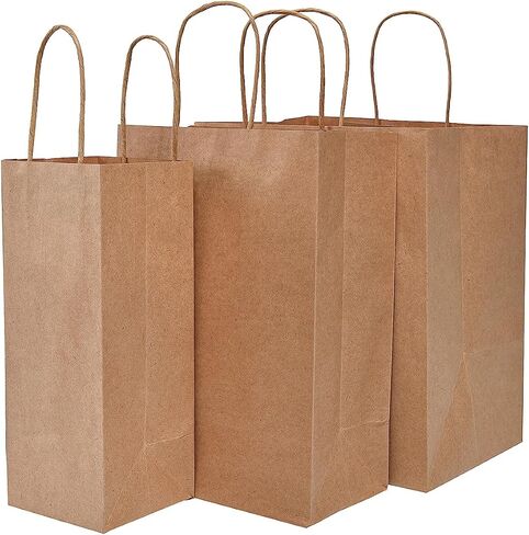 أكياس هدايا النبيذ من HEYULIGO Kraft بمقابض مقاس 10.16 سم × 10.16 سم × 9.85 سم، 50 قطعة لزجاجات مشروبات الويسكي والمشروبات لحقائب التسوق لحفلات الهدايا، وأكياس ورقية قابلة لإعادة التدوير مع مقابض لأي مناسبة (أبيض) in Saudi Arabia