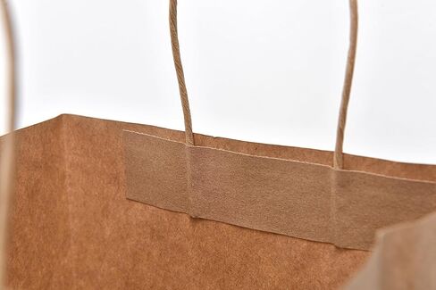 أكياس هدايا النبيذ من HEYULIGO Kraft بمقابض مقاس 10.16 سم × 10.16 سم × 9.85 سم، 50 قطعة لزجاجات مشروبات الويسكي والمشروبات لحقائب التسوق لحفلات الهدايا، وأكياس ورقية قابلة لإعادة التدوير مع مقابض لأي مناسبة (أبيض) in Saudi Arabia