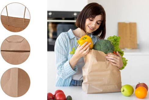 أكياس هدايا النبيذ من HEYULIGO Kraft بمقابض مقاس 10.16 سم × 10.16 سم × 9.85 سم، 50 قطعة لزجاجات مشروبات الويسكي والمشروبات لحقائب التسوق لحفلات الهدايا، وأكياس ورقية قابلة لإعادة التدوير مع مقابض لأي مناسبة (أبيض) in Saudi Arabia