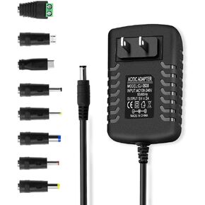 محول طاقة تيار مستمر 5 فولت 3 أمبير، قابس مخرج تيار مستمر 5.5 مم × 2.5 مم، 8 أطراف إضافية، أسود in Kuwait