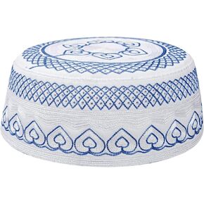 Muslim Prayer Kufi Hat Embroidered Islamic Skull Cap Beanie Hat Arabian Omani Turkish Prayer Headwear Eid Gift