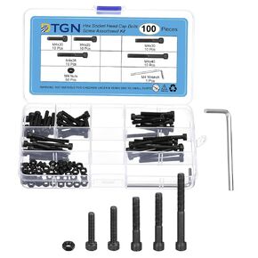 100Pcs M4 Metric Screw Assortment, Bolts and Nuts Kit, 12.9 Grade Steel M4x20/25/30/35/40mm Hex Socket Head Cap Screws Bolt Set with Wrench for 3D Printing DIY