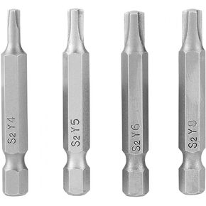 4Pcs Screwdriver Bits Y Type Bit Screw Bits Triangle-Shaped Bits Flutes Magnetic Bits for Electric Screwdrivers with 1/4Inch Hex Shaft