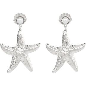 Large Starfish Shell Earrings Boho Star Conch Dangle for Women Teens Beach Ocean Holiday Summer Jewelry Gift