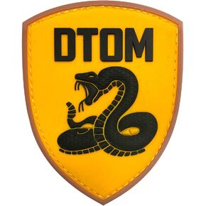Don't Tread On Me Tactical Patch (3.4 x 2.7 Inches) DTOM Snake Morale 3D PVC Patch Rubber Military Patch Morale Patch with Hook & Loop Patch (Yellow)