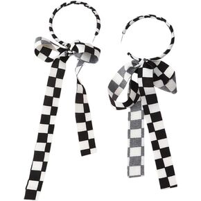 Fabric Half Hoop Earring for Women Girls Sweet Delicate Cloth Bow Earrings Style Unique Long Ribbon Bowknot Tassel Dangle Drop Earrings Fashion Bohemian Lightweight Handmade Jewelry Gift