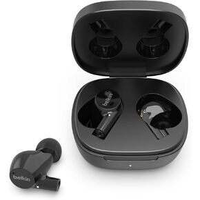Belkin SoundForm Rise True Wireless Ear Buds with Wireless Charger Case, Dual Microphone, IPX5 Water Resistant Earbuds, Bluetooth Headphones, Compatible with iPhone, Galaxy, and More - Black
