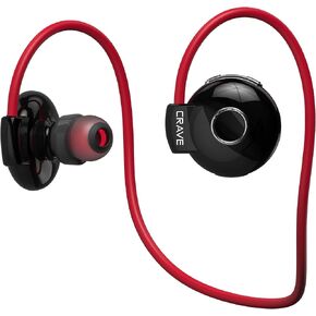Crave Octane Sport Wireless Bluetooth Earphones, in-Ear Sweat and Water Resistant Stereo Lightweight Headphones Earbuds Premium Sports Headset with Built-in Mic – Red
