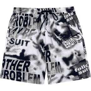 OYOANGLE Men's Graphic Drawstring Shorts Running Athletic Sport Shorts