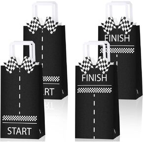 Leinuosen 16 Pcs Race Car Party Goody Bags Racing Car Birthday Party Goody Treats Bags Let's Go Racing Paper Bags Party Decorations for Racing Car Themed Birthday Decorations Kids Adults