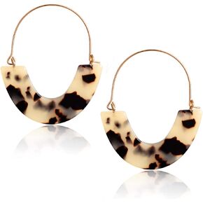 CEALXHENY Acrylic Earrings Tortoise Hoop Earrings Statement Wire Resin Earrings Fan Drop Dangle Earring for Women