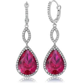 Gem Stone King 925 Sterling Silver Long Drop Dangle Elegant Wedding Bridal Chandelier Teardrop Earrings For Women (2 Inch Pear Shape 16X12MM, 20.00 Cttw)