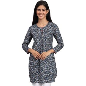 Tissu Women's Rayon Multicolor Floral Printed Tunic Kurti