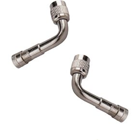 90 Degree Schrader Valve, 2PCS Schrader Valve 90 Degree Adapter, Bend Tire Valve Extension Adapter Car Truck Motorcycle (Silver)