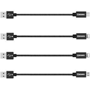 COSOOS Multi USB Cable, Multiple Cables Include 2 lPhone Cables, 1 USB Type C Cable and 1 Micro USB Cable, 4 Short USB Charging Cords Compatible with iPhone, Android, Samsung, Charging Station