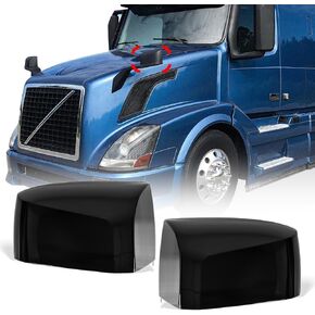 Black Hood Mirror Cover for Volvo VNL VN VNM Trucks 04-17, Driver & Passenger Side, Left and Right Side (A Pair)