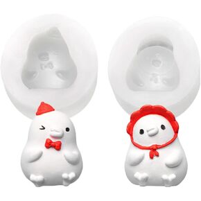 Two Bow Scarf Chicken (2pcs/Set) Shape Car Freshie Silicone Mold for Making Soap Aroma Beads Car Freshie, Pendant, Candle, Resin