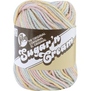 Spinrite Lily Sugar 'N Cream Yarn, 2 Ounce, Butter Cream Ombre, Single Ball