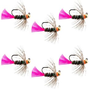 The Fly Fishing Place Tungsten Bead Jig Tactical Blow Torch Czech Nymph Euro Nymphing Fly - 6 Flies Size 10