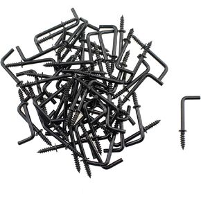 Maxmoral 60PCS 7/8 Inch Spiral Ceiling Hook L Shaped Hook Black Right Angle Medal Hook Suitable for Jewellery Toy Craft Gift and Hook Pendants