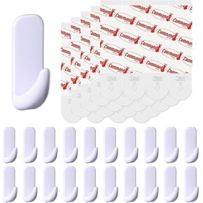 Strong Adhesive Wall Hooks with Large Size Strips, 10pcs Adhesive Hooks Hold Up to 4lbs, Adhesive Hooks for Wall No Damage, Wall Hooks for Hanging, Key Hooks, Coat Hooks, Robe & Towel Hooks.