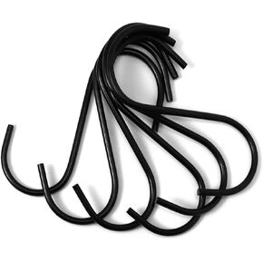 4-inch Extra Heavy Duty S Hooks, Stainless Steel Hanging Hanger for Pan Pot Holder Rack Clothes Towel Bag Robe Plant Solar Light (Black, 3.5in-2Size-10Pack)