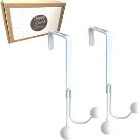 Over the Door Hooks for Hanging Clothes - White 2-Pack - Bathroom Hooks for Towels, Door Coat Hanger, Over Door Hanger Hooks White, Bathroom Towel Hook, Over Door Hook White, Hanging Hooks