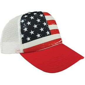USA American Flag Foam Adjustable Trucker Mesh Cap