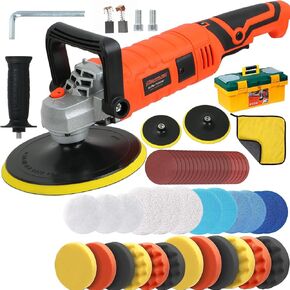 Buffer Polisher, 1800w 7 Inch/6 Inch Rotary Car Buffer Polisher Waxer, 7 Variable Speed 1000-3500 RPM, Handle Polisher for Car Polishing, Waxing, Glaze, Sanding